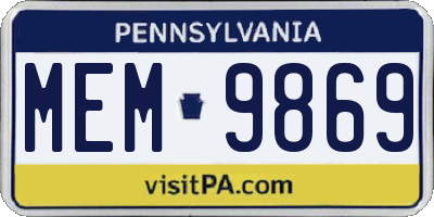 PA license plate MEM9869