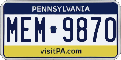 PA license plate MEM9870