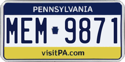 PA license plate MEM9871