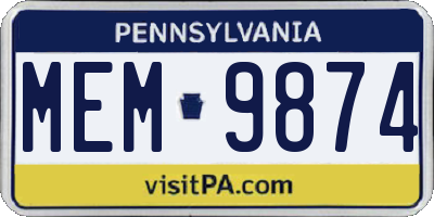 PA license plate MEM9874