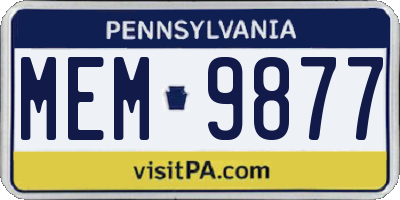 PA license plate MEM9877