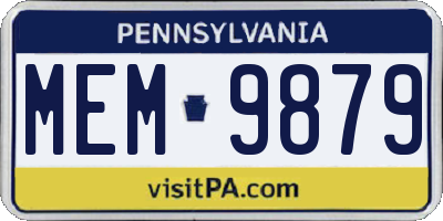 PA license plate MEM9879