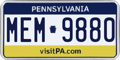 PA license plate MEM9880