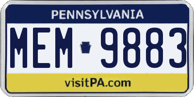 PA license plate MEM9883