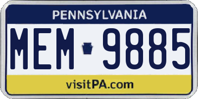 PA license plate MEM9885