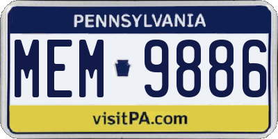 PA license plate MEM9886