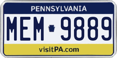 PA license plate MEM9889
