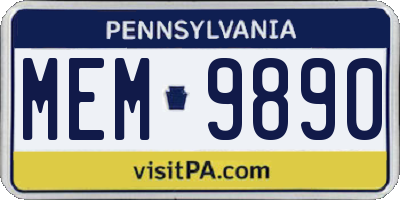 PA license plate MEM9890