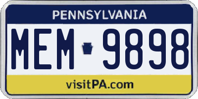 PA license plate MEM9898