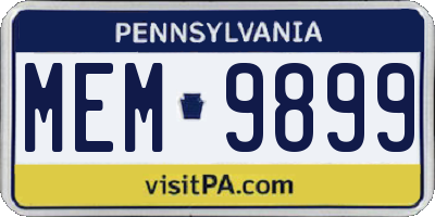 PA license plate MEM9899