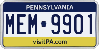 PA license plate MEM9901