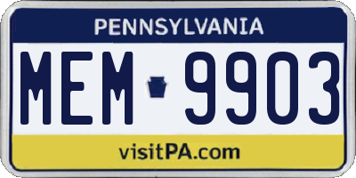 PA license plate MEM9903