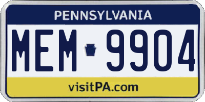 PA license plate MEM9904