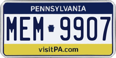 PA license plate MEM9907