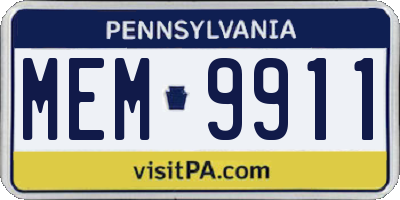 PA license plate MEM9911