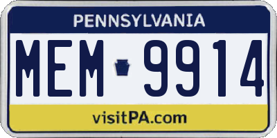 PA license plate MEM9914