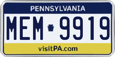 PA license plate MEM9919