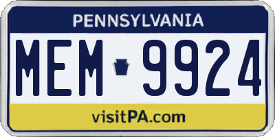 PA license plate MEM9924