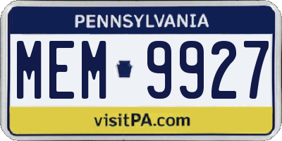 PA license plate MEM9927