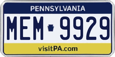 PA license plate MEM9929