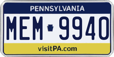 PA license plate MEM9940