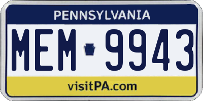 PA license plate MEM9943