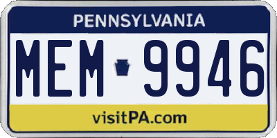 PA license plate MEM9946