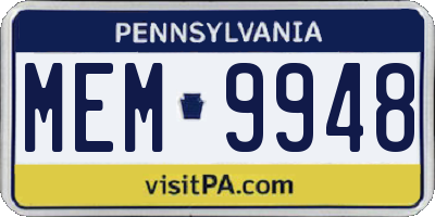 PA license plate MEM9948