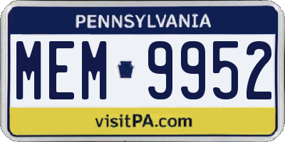 PA license plate MEM9952