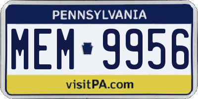 PA license plate MEM9956