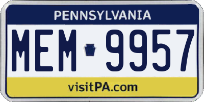 PA license plate MEM9957