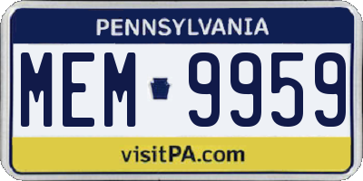 PA license plate MEM9959