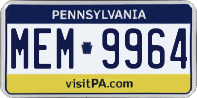 PA license plate MEM9964