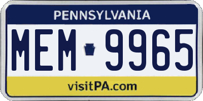 PA license plate MEM9965