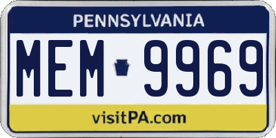 PA license plate MEM9969