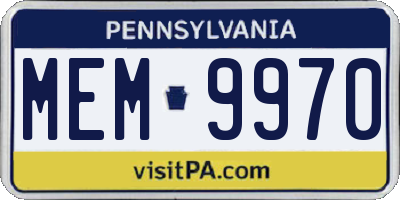 PA license plate MEM9970