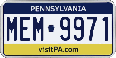 PA license plate MEM9971