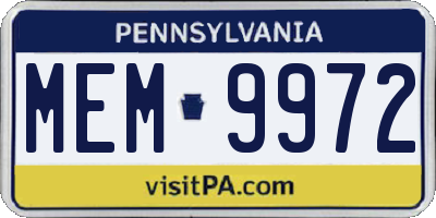 PA license plate MEM9972