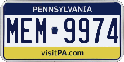PA license plate MEM9974
