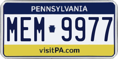 PA license plate MEM9977