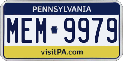 PA license plate MEM9979