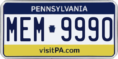 PA license plate MEM9990