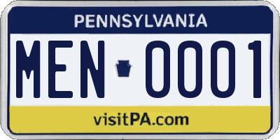 PA license plate MEN0001