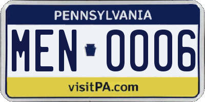 PA license plate MEN0006