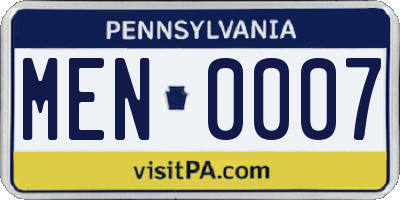 PA license plate MEN0007