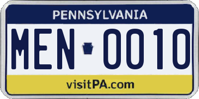 PA license plate MEN0010