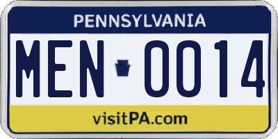 PA license plate MEN0014