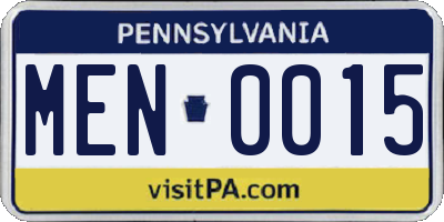 PA license plate MEN0015