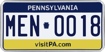 PA license plate MEN0018