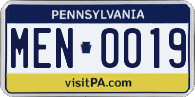 PA license plate MEN0019